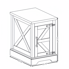 Bellemave® Rustic Sofa Side Table with Barn Door and Adjustable Storage Shelf - Bellemave