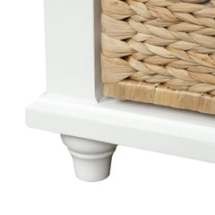 Bellemave® Rustic Storage Bench with 3 Drawers and 3 Rattan Baskets - Bellemave