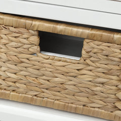 Bellemave® Rustic Storage Bench with 3 Drawers and 3 Rattan Baskets - Bellemave