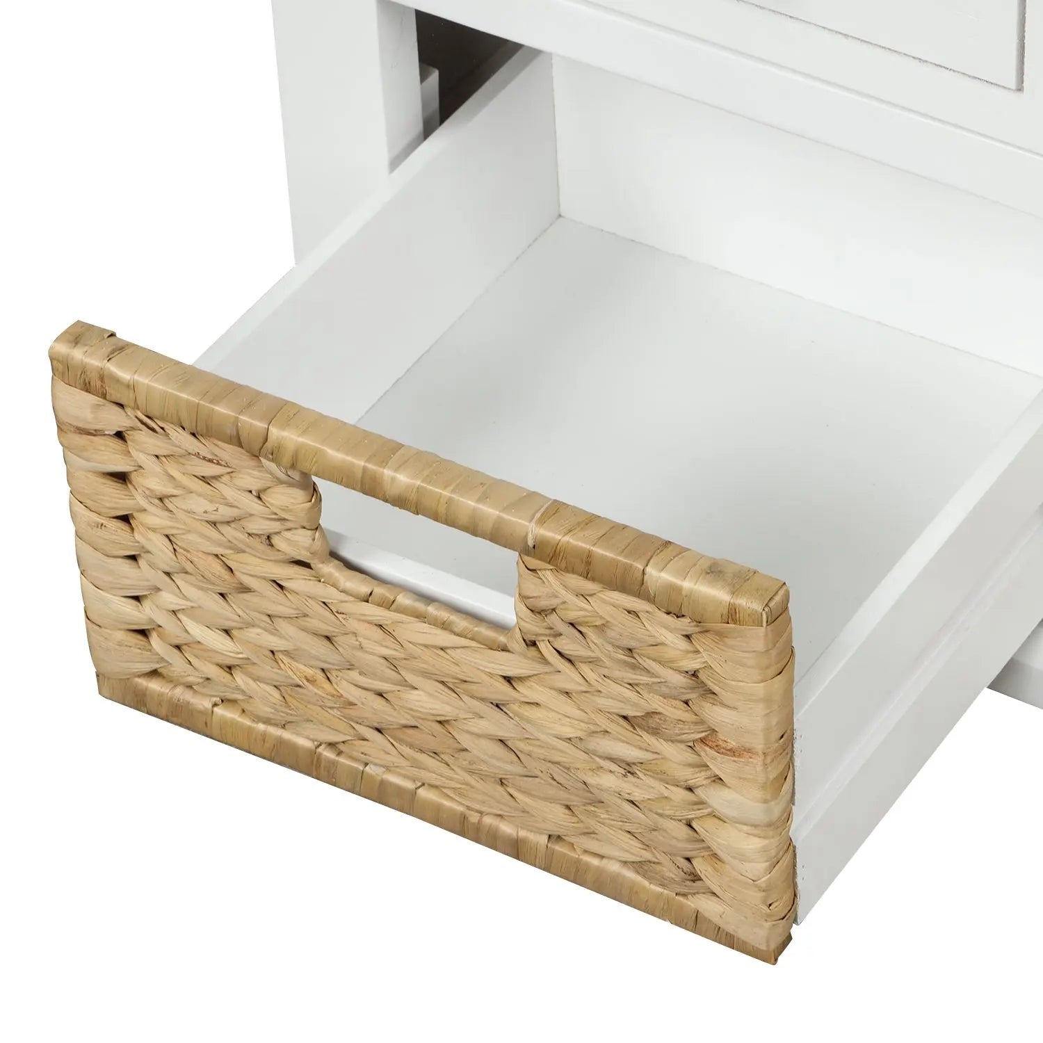 Bellemave® Rustic Storage Bench with 3 Drawers and 3 Rattan Baskets - Bellemave