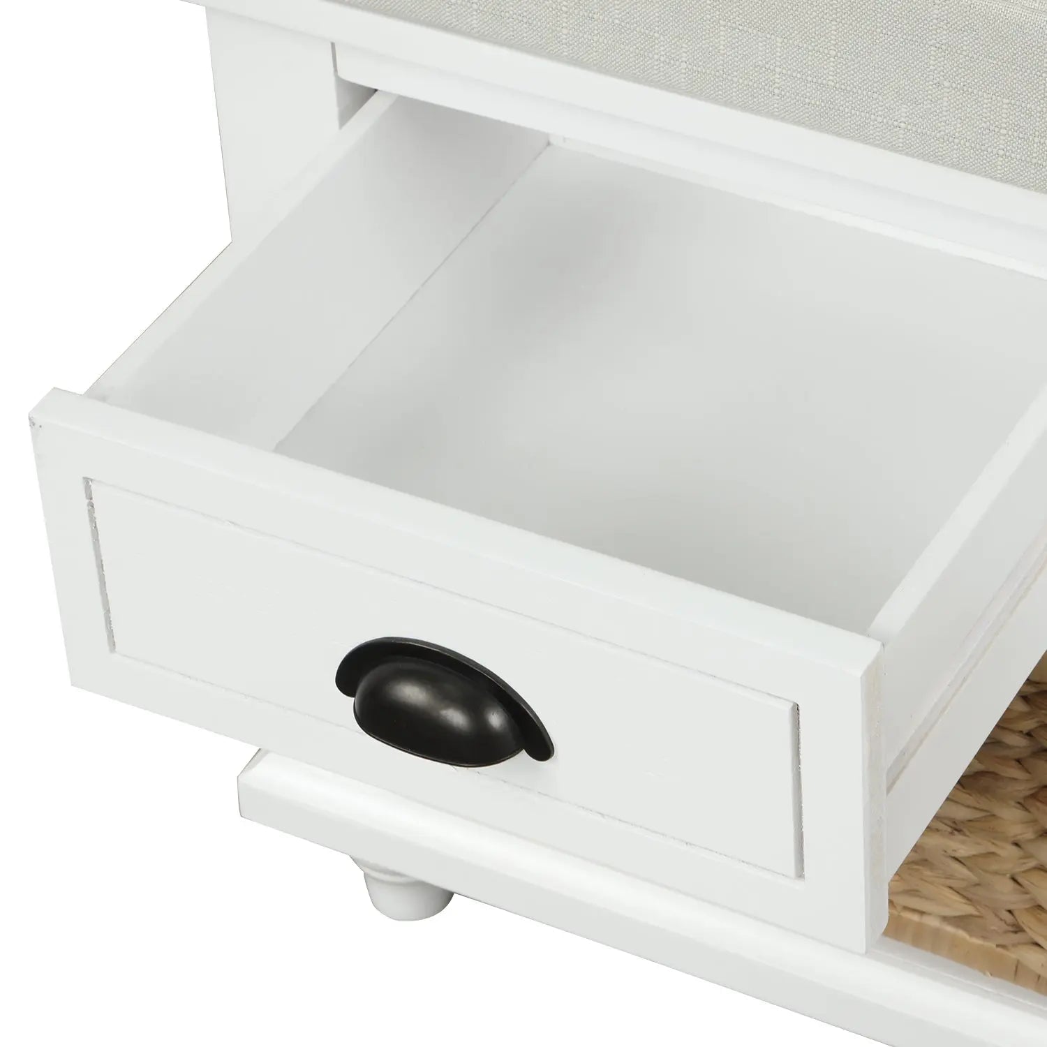 Bellemave® Rustic Storage Bench with 3 Drawers and 3 Rattan Baskets - Bellemave