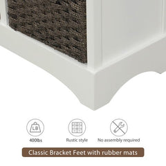 Bellemave® Rustic Storage Cabinet with Two Drawers and Four Classic Rattan Basket - Bellemave