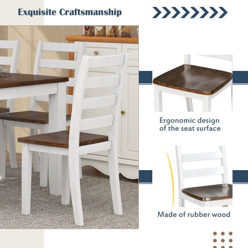 Bellemave® Rustic Style 6 - Piece Dining Room Table Set with 4 Ergonomic Designed Chairs & a Bench - Bellemave