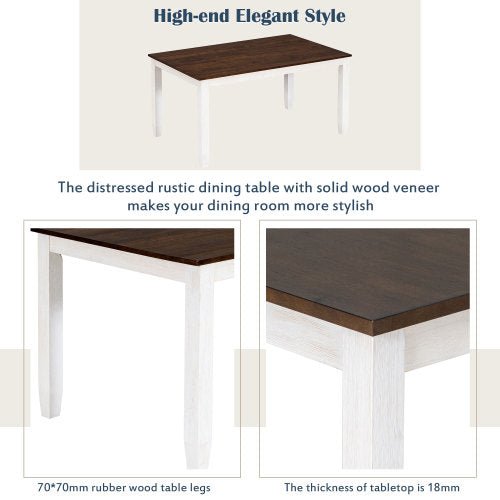 Bellemave® Rustic Style 6 - Piece Dining Room Table Set with 4 Ergonomic Designed Chairs & a Bench - Bellemave