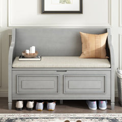 Bellemave® Rustic Style Solid Wood Entryway Multifunctional Storage Bench with Safety Hinge - Bellemave