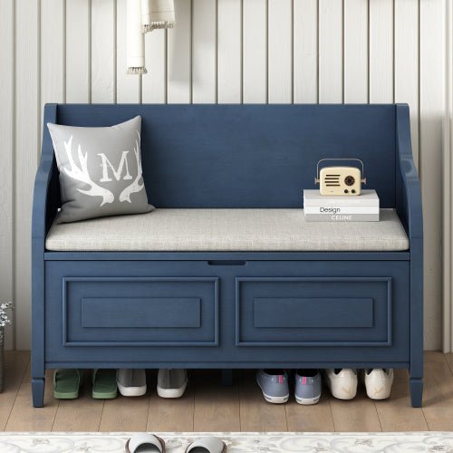 Bellemave® Rustic Style Solid Wood Entryway Multifunctional Storage Bench with Safety Hinge - Bellemave