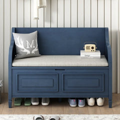 Bellemave® Rustic Style Solid Wood Entryway Multifunctional Storage Bench with Safety Hinge - Bellemave