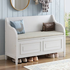 Bellemave® Rustic Style Solid Wood Entryway Multifunctional Storage Bench with Safety Hinge - Bellemave
