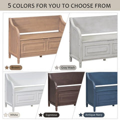 Bellemave® Rustic Style Solid Wood Entryway Multifunctional Storage Bench with Safety Hinge - Bellemave
