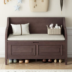 Bellemave® Rustic Style Solid Wood Entryway Multifunctional Storage Bench with Safety Hinge - Bellemave