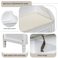 Bellemave® Rustic Style Solid Wood Entryway Multifunctional Storage Bench with Safety Hinge - Bellemave