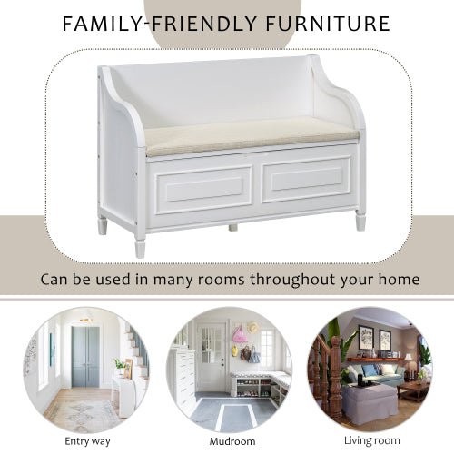 Bellemave® Rustic Style Solid Wood Entryway Multifunctional Storage Bench with Safety Hinge - Bellemave