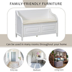 Bellemave® Rustic Style Solid Wood Entryway Multifunctional Storage Bench with Safety Hinge - Bellemave