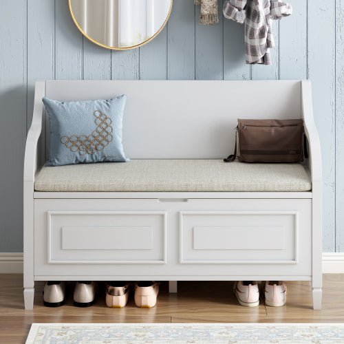 Bellemave® Rustic Style Solid Wood Entryway Multifunctional Storage Bench with Safety Hinge - Bellemave