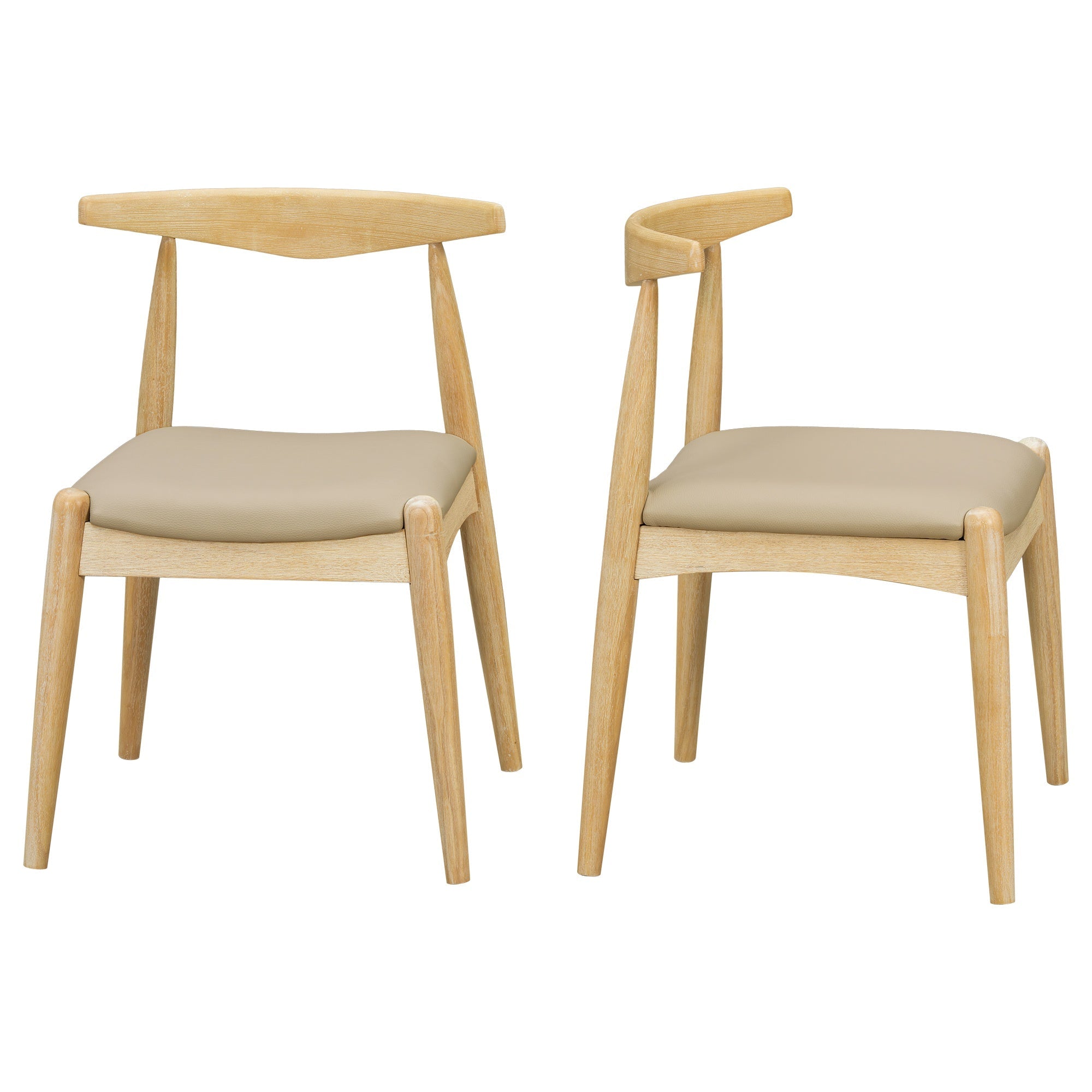 Bellemave® Set of 2 Dining Chairs with Rubber Wood Legs & Faux Leather, Mid - Century Modern Style - Bellemave