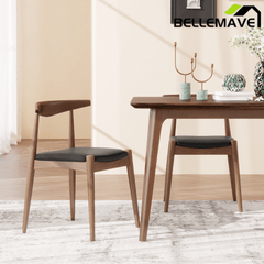 Bellemave® Set of 2 Dining Chairs with Rubber Wood Legs & Faux Leather, Mid - Century Modern Style - Bellemave