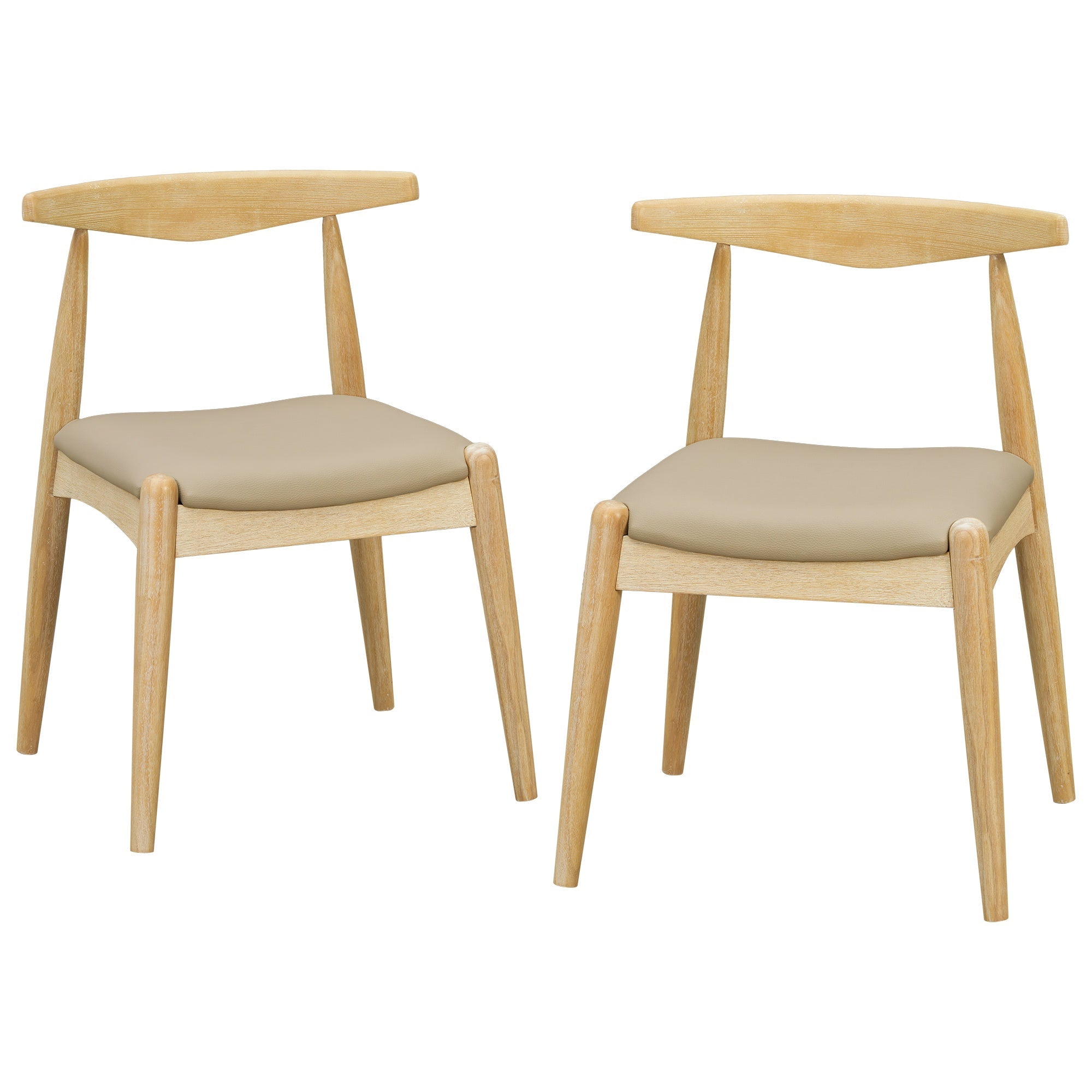 Bellemave® Set of 2 Dining Chairs with Rubber Wood Legs & Faux Leather, Mid - Century Modern Style - Bellemave