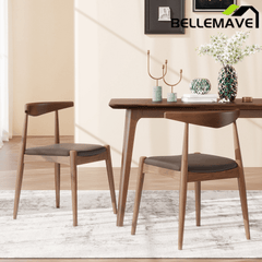 Bellemave® Set of 2 Dining Chairs with Rubber Wood Legs & Faux Leather, Mid - Century Modern Style - Bellemave