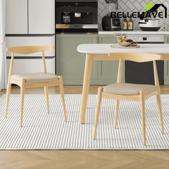Bellemave® Set of 2 Dining Chairs with Rubber Wood Legs & Faux Leather, Mid - Century Modern Style - Bellemave