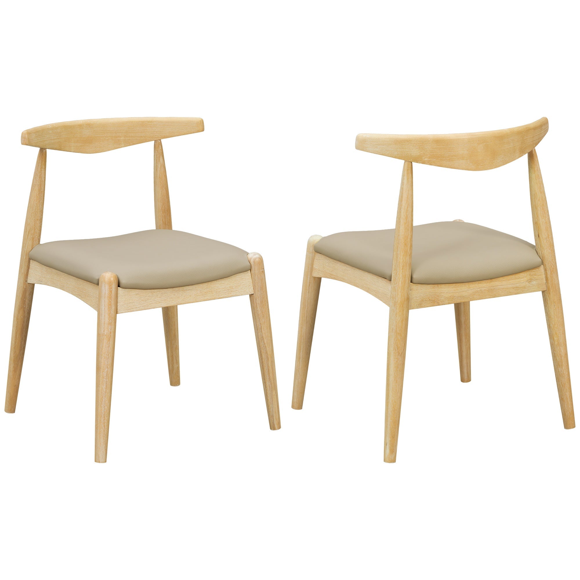 Bellemave® Set of 2 Dining Chairs with Rubber Wood Legs & Faux Leather, Mid - Century Modern Style - Bellemave