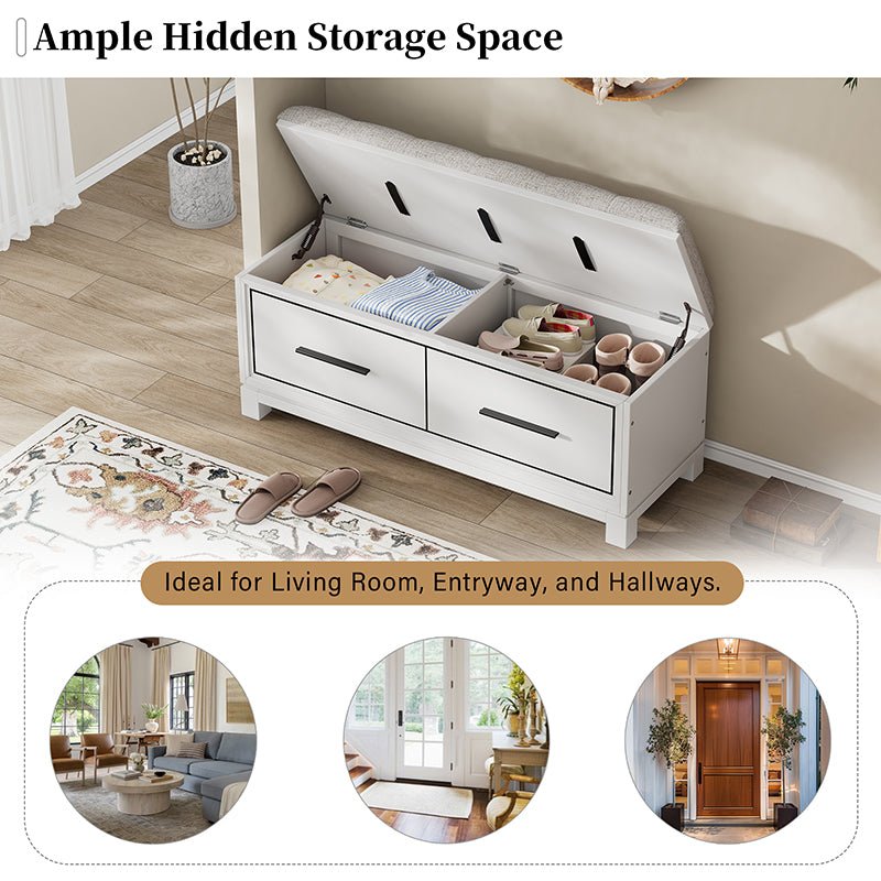 Bellemave® Shoe Bench with Removable Cushion and Hidden Storage - Bellemave