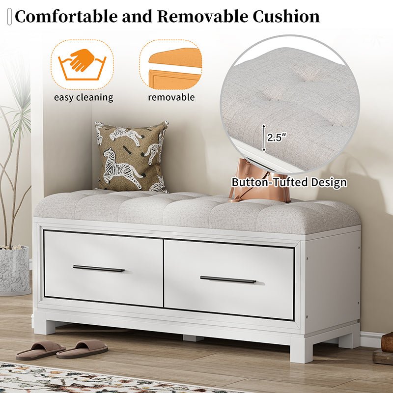 Bellemave® Shoe Bench with Removable Cushion and Hidden Storage - Bellemave