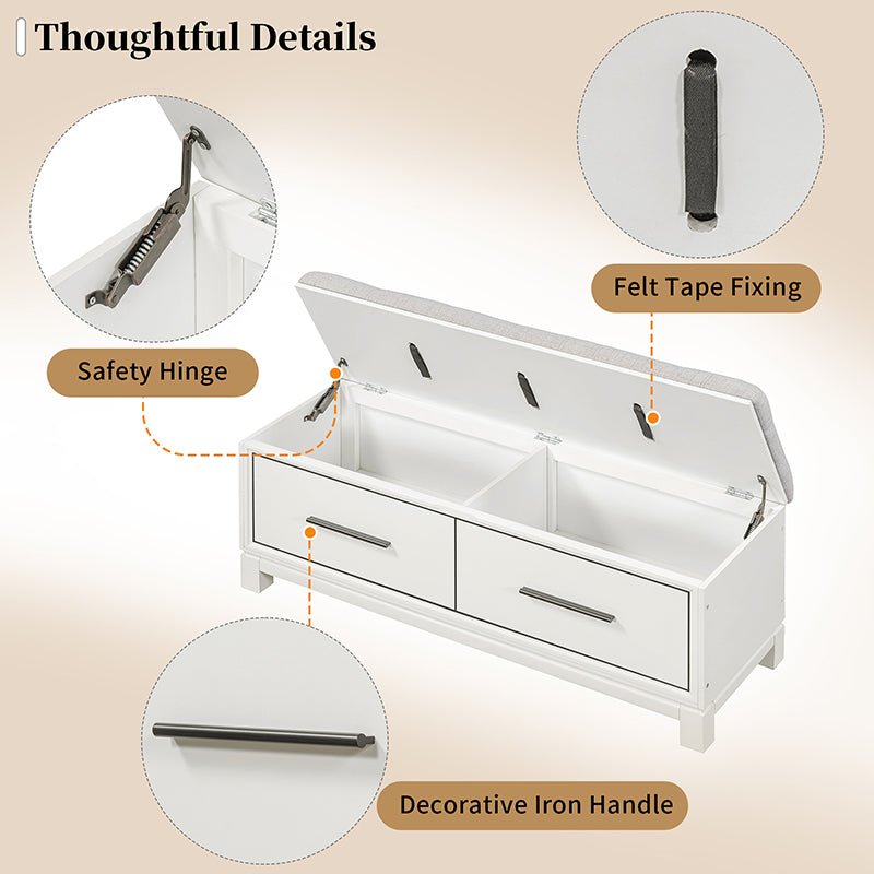 Bellemave® Shoe Bench with Removable Cushion and Hidden Storage - Bellemave