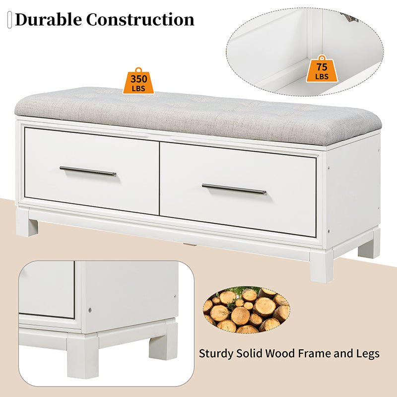 Bellemave® Shoe Bench with Removable Cushion and Hidden Storage - Bellemave