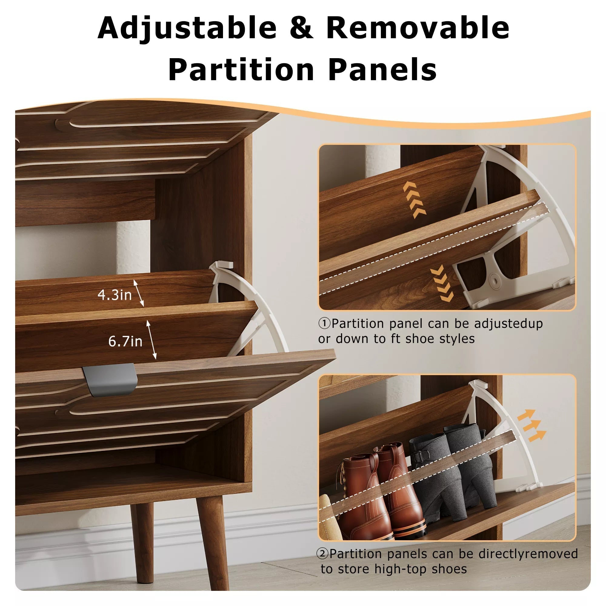 Bellemave® Shoe Cabinet Storage for Entryway with 2 Flip Drawers, Hidden Slim Shoe Organizer Rack Cabinet - Bellemave