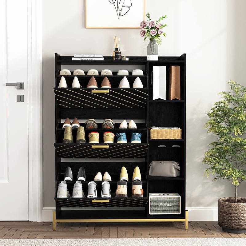 Bellemave® Shoe Cabinet with 3 Flip Drawers & Open Shelves - Bellemave