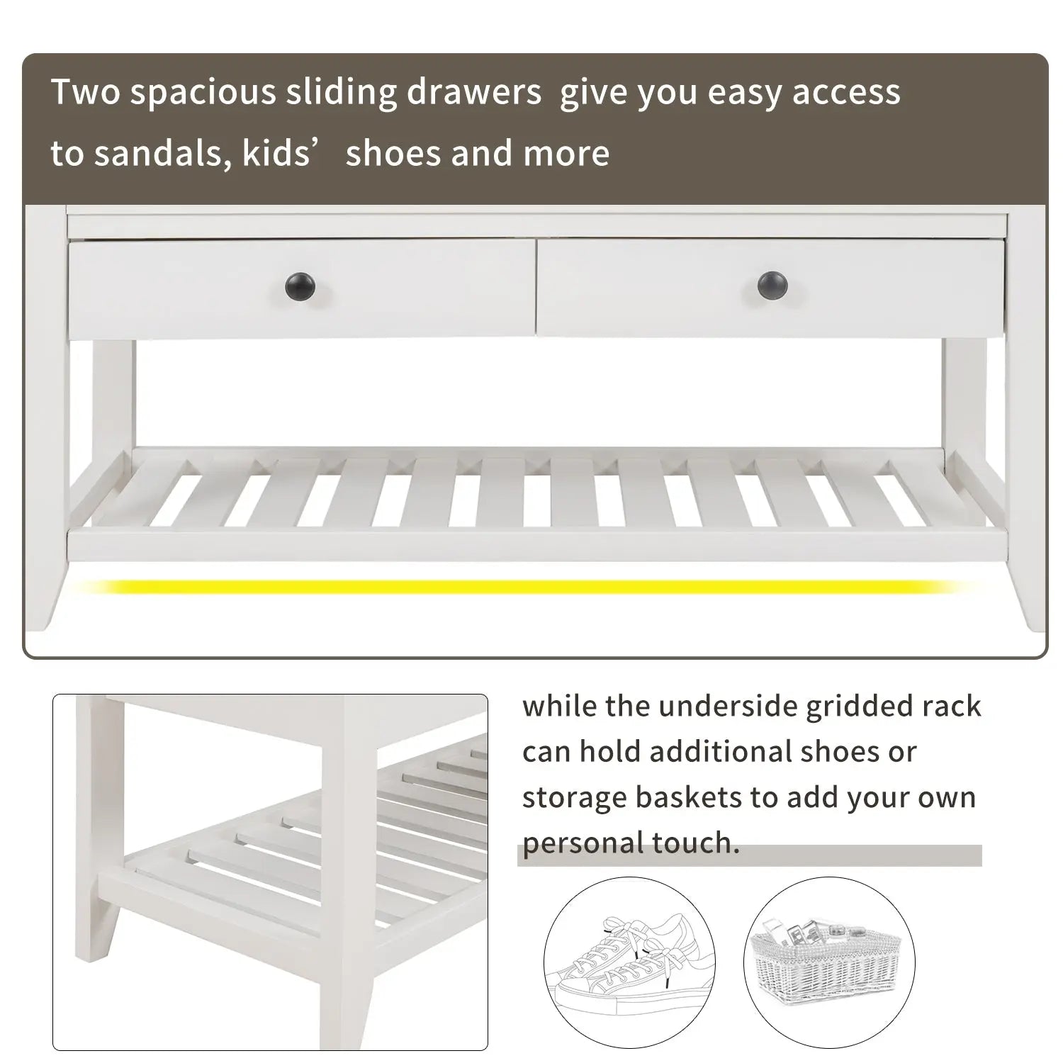 Bellemave® Shoe Rack with Cushioned Seat and Drawers - Bellemave