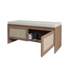 Bellemave® Shoe Storage Bench for Entryway with Storage Cabinet & Seating, Entryway Bench Seat with Shoe Rack, Wooden Storage Bench with Cushion - Bellemave