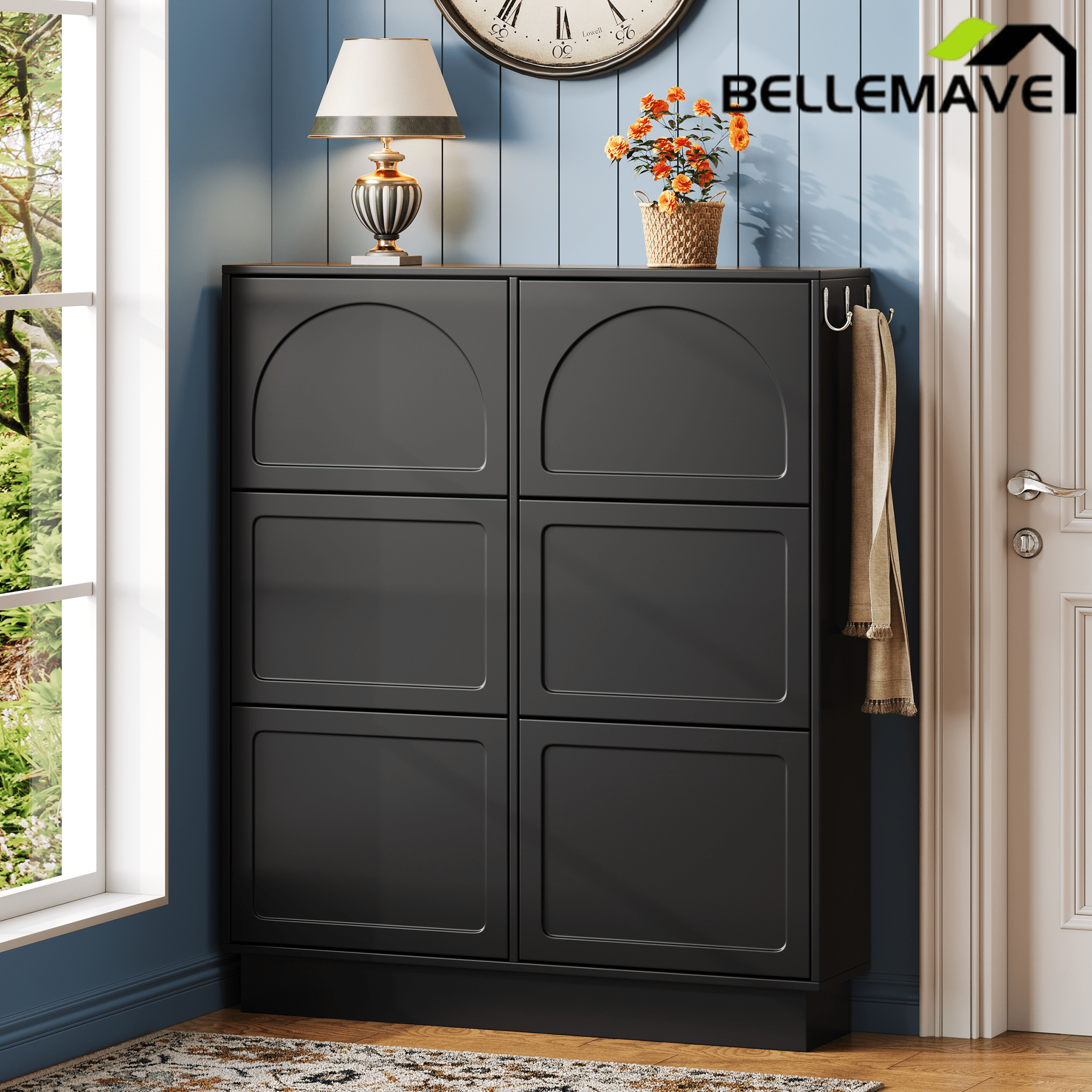 Bellemave® Shoe Storage Cabinet for Entryway with 6 Flip Drawers, Freestanding Hidden Shoe Storage for Front Door Entrance, Living Room, Hallway, Bedroom - Bellemave