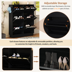 Bellemave® Shoe Storage Cabinet for Entryway with 6 Flip Drawers, Freestanding Hidden Shoe Storage for Front Door Entrance, Living Room, Hallway, Bedroom - Bellemave