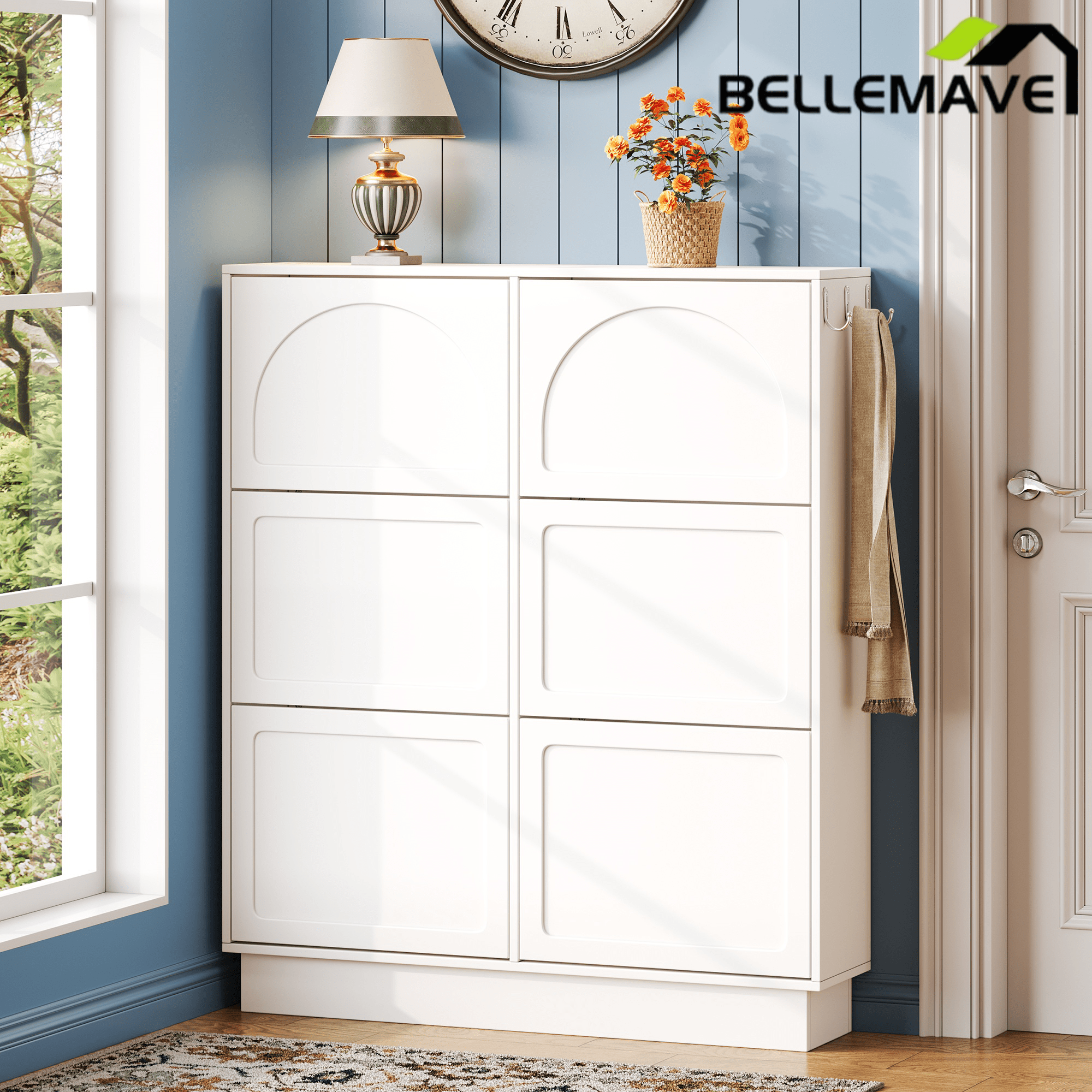 Bellemave® Shoe Storage Cabinet for Entryway with 6 Flip Drawers, Freestanding Hidden Shoe Storage for Front Door Entrance, Living Room, Hallway, Bedroom - Bellemave