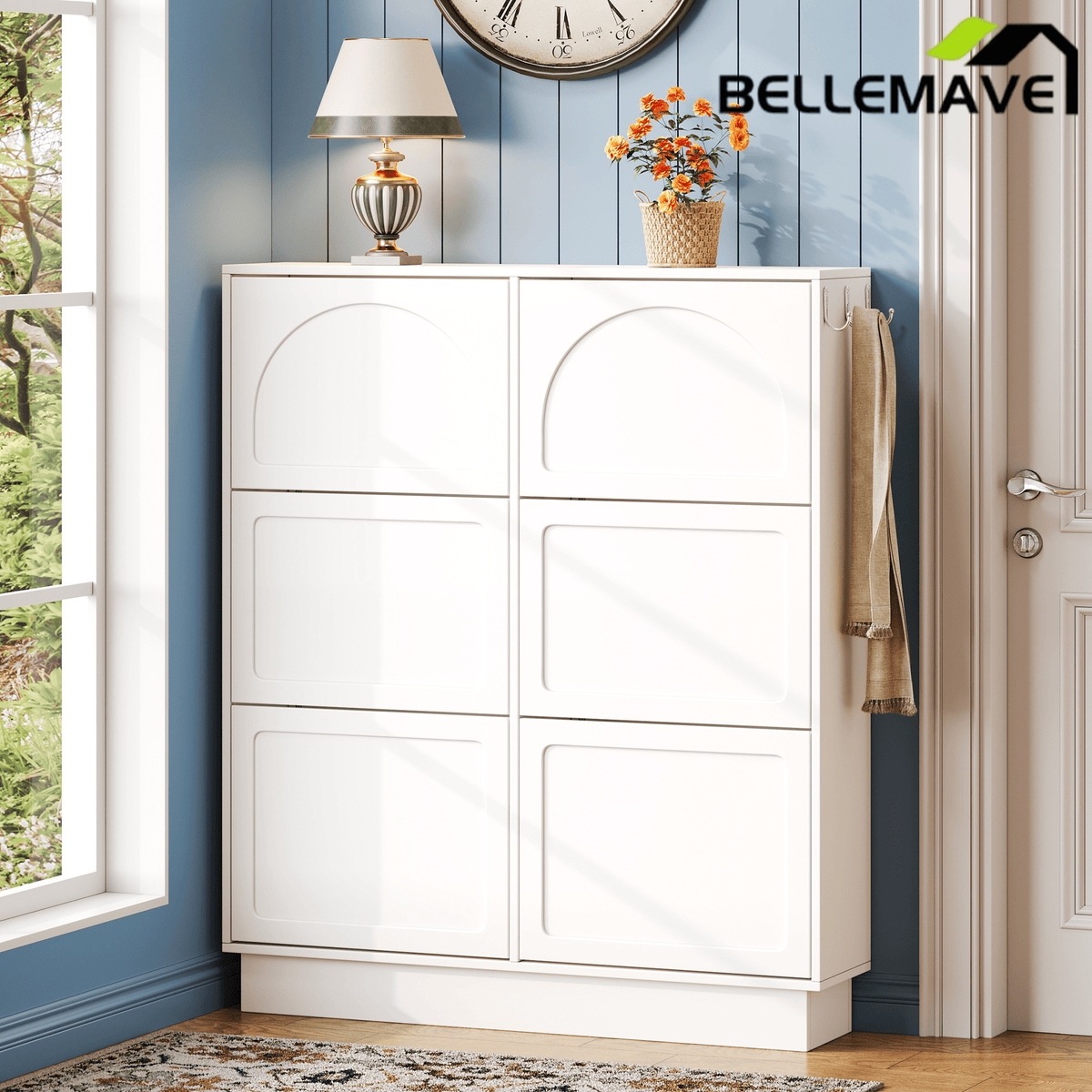 Bellemave® Shoe Storage Cabinet for Entryway with 6 Flip Drawers, Freestanding Hidden Shoe Storage for Front Door Entrance, Living Room, Hallway, Bedroom - Bellemave