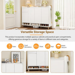 Bellemave® Sleek and Contemporary Shoe Cabinet with Adjustable Shelves and Solid Wood Legs - Bellemave