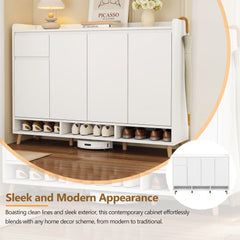Bellemave® Sleek and Contemporary Shoe Cabinet with Adjustable Shelves and Solid Wood Legs - Bellemave