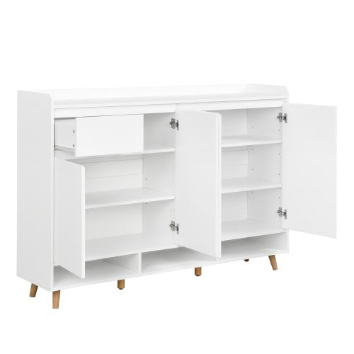 Bellemave® Sleek and Contemporary Shoe Cabinet with Adjustable Shelves and Solid Wood Legs - Bellemave
