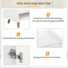 Bellemave® Sleek and Contemporary Shoe Cabinet with Adjustable Shelves and Solid Wood Legs - Bellemave