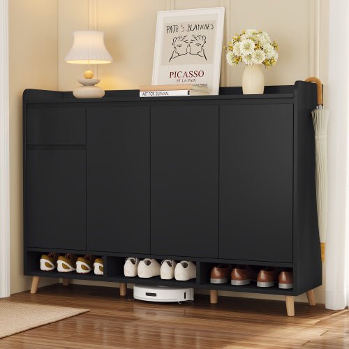 Bellemave® Sleek and Contemporary Shoe Cabinet with Adjustable Shelves and Solid Wood Legs - Bellemave