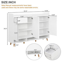 Bellemave® Sleek and Contemporary Shoe Cabinet with Adjustable Shelves and Solid Wood Legs - Bellemave