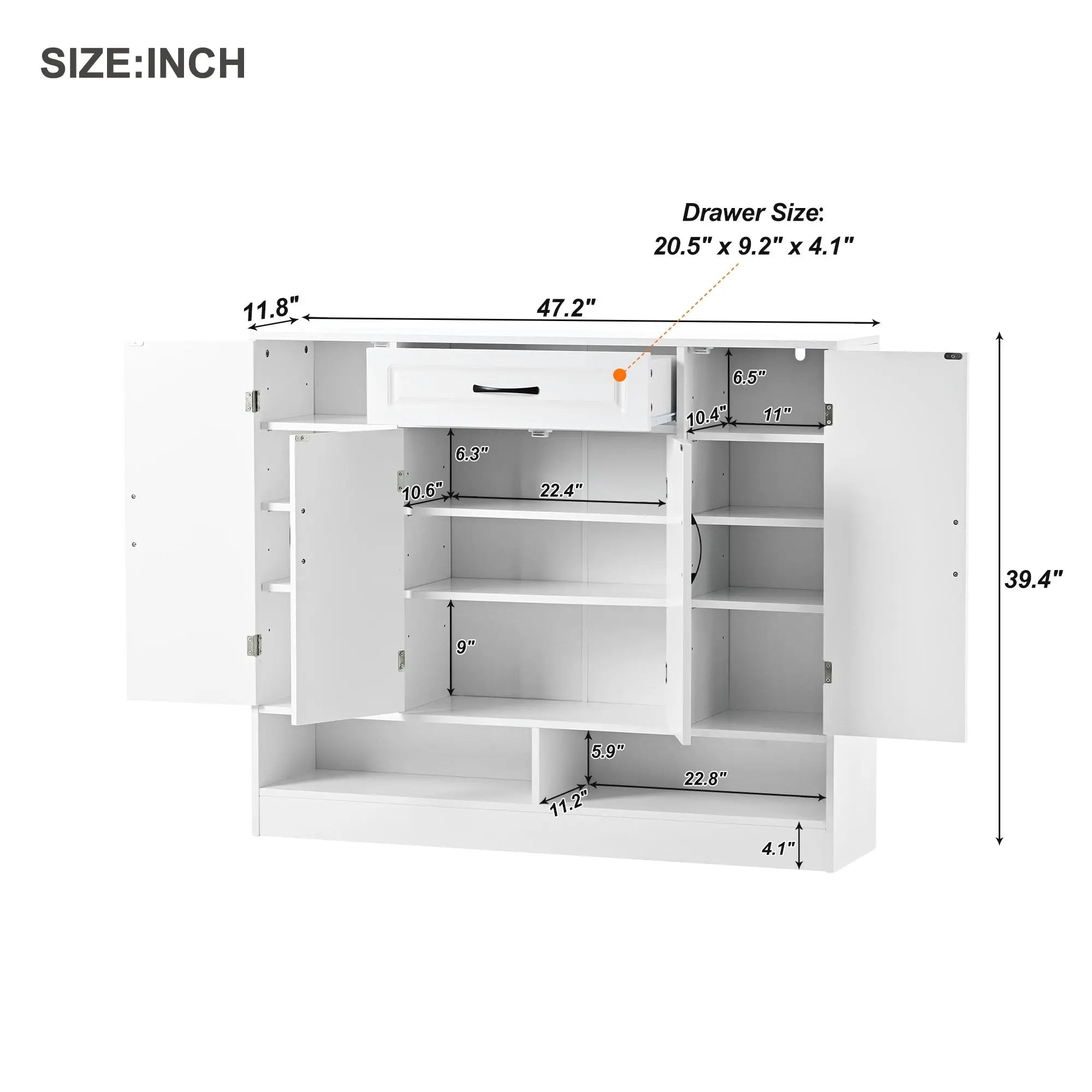 Bellemave® Sleek and Modern Shoe Cabinet with Adjustable Shelves - Bellemave
