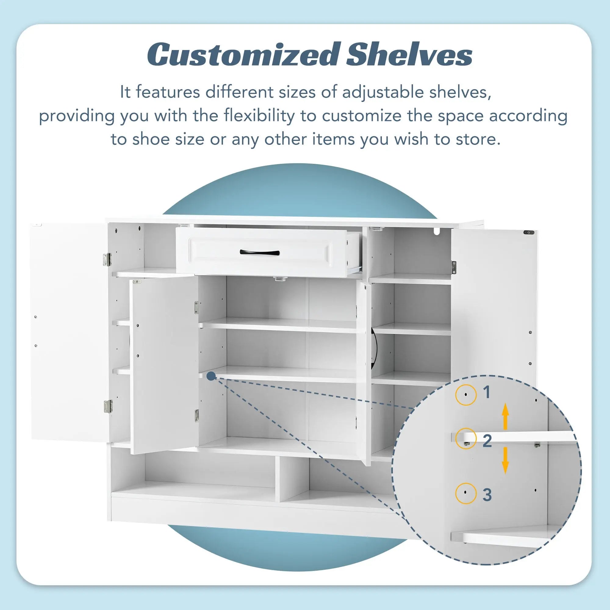 Bellemave® Sleek and Modern Shoe Cabinet with Adjustable Shelves - Bellemave