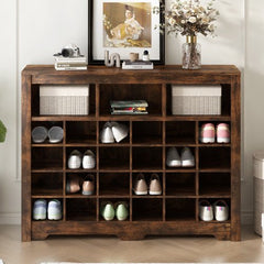 Bellemave® Sleek Design 24 Shoe Cubby Console with Curved Base - Bellemave