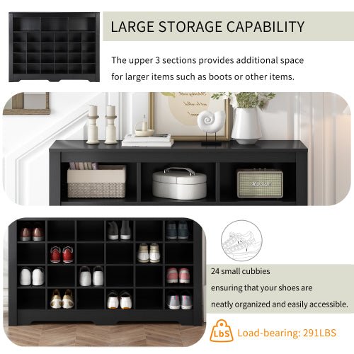 Bellemave® Sleek Design 24 Shoe Cubby Console with Curved Base - Bellemave