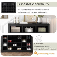 Bellemave® Sleek Design 24 Shoe Cubby Console with Curved Base - Bellemave