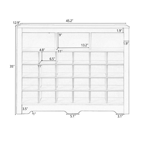 Bellemave® Sleek Design 24 Shoe Cubby Console with Curved Base - Bellemave
