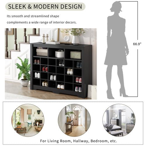 Bellemave® Sleek Design 24 Shoe Cubby Console with Curved Base - Bellemave