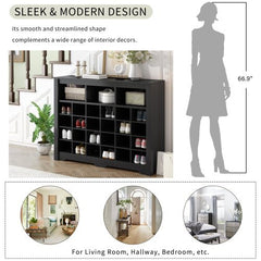 Bellemave® Sleek Design 24 Shoe Cubby Console with Curved Base - Bellemave